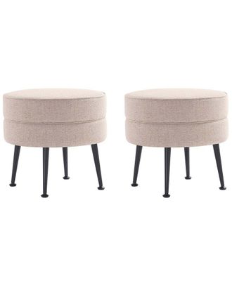 Manhattan Comfort Bailey Mid-Century Modern Woven Polyester Blend Upholstered Ottoman