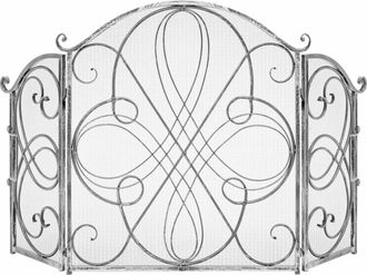 Best Choice Products 3-Panel 55x33in Wrought Iron Fireplace Safety Screen Decorative Scroll Spark Guard Cover