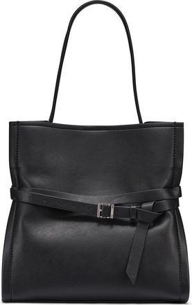 DKNY Bridie Faux Leather Bucket Bag in Black/Silver at Nordstrom Rack