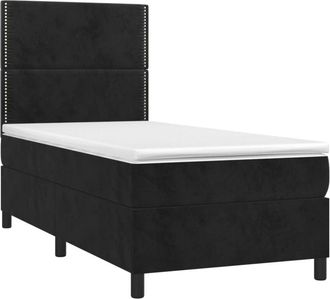 vidaXL Vidaxl - Cama Box Spring Colch&oacute;n Y Led Terciopelo Negro 100x200 Cm