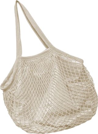 Generic Reusable Mesh Tote Bag - Cotton-Lined Market Grocery Bag | Long Handle Net Shoulder Pouch For Women & Girls | Large Capacity Stretch Organizer | Produ
