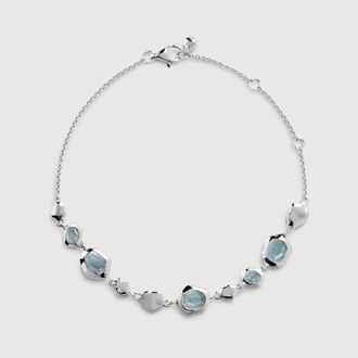 Monica Vinader Sterling Silver Odyssey Gemstone Pebbled Chain Bracelet Aquamarine