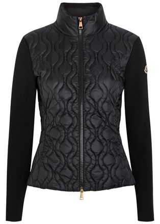 Moncler Quilted Cotton and Nylon Cardigan - Black - XS (UK 8 / XS)
