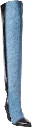 Jimmy Choo London Maceo 85 Denim & Leather Over-The-Knee Boot