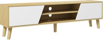 HOMCOM Homcom - tv Unit Cabinet for TVs up to 65, tv Stand with Shelves, Oak