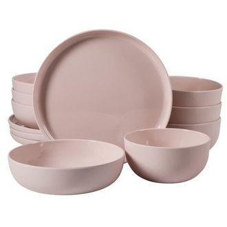 Gibson Home Candy Skies 12 Piece Wheat Straw Melamine Dinnerware Set in Pink at Nordstrom