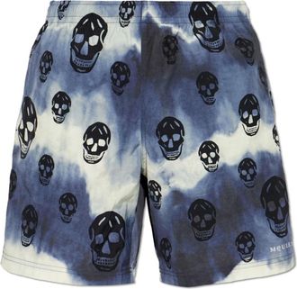 Alexander McQueen Badmode, Heren, Blauw, M, Satijn, Tie-Dye Skull Zwemshorts