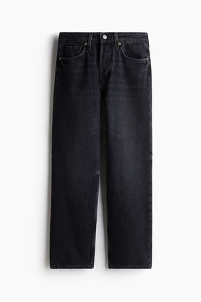 H&M Straight Regular Ankle Jeans - Schwarz