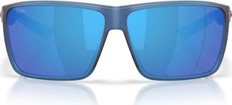 Costa Rincon II 64mm Mirrored Polarized Oversize Rectangular Sunglasses in Translucent Blue /Blue 580G at Nordstrom
