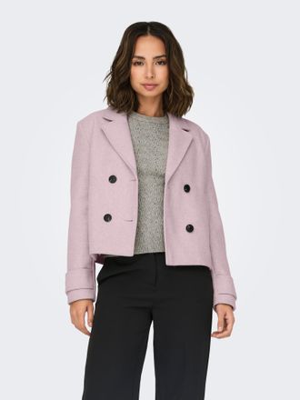 Only Kurzjacke ONLY ONLFREJA LIFE SHORT DB JACKET OTW NOOS, Damen, Gr. XL, deauville mauve detail:melange, Web, Obermaterial: 100% Polyester, meliert, h&uuml;ft