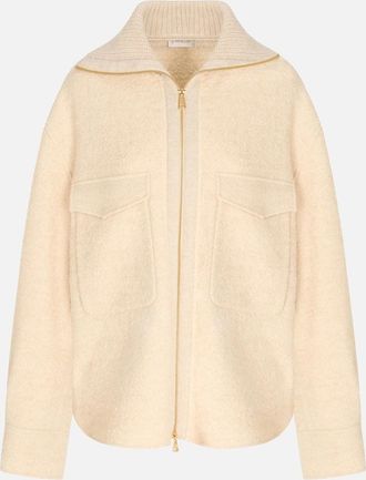 Moncler Womens Womens Zip Overshirt Beige - Cream - Size: 14