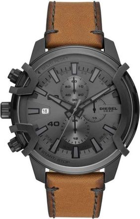 Diesel Quartz Chronograph Horloge - Heren - Horloges - Grijs - ONE Size - Leer - Accessoires