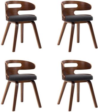 vidaXL Sillas De Comedor 4 Unidades Madera Curvada Y Tela Gris Oscuro Vidaxl