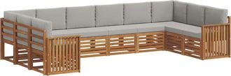 vidaXL Conjunto De Sof&aacute;s De Exterior 10 Uds. Gris Natural Y Claro Vidaxl