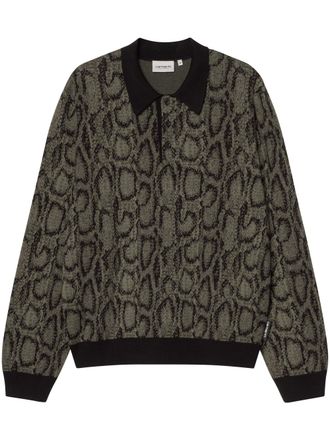 Carhartt Work in Progress All-Over Snake Print Long-Sleeve Polo