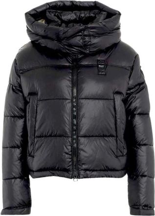 Blauer Zwarte gewatteerde jas met horizontale stiksels - Dames - Winterjassen - Zwart - M - Jassen