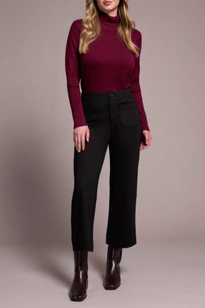 Tribal High Rise Fly Front Capri Pants In Black
