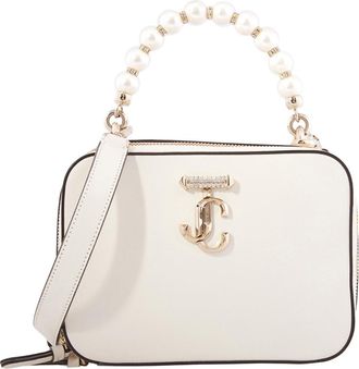 Jimmy Choo London Avenue Vanity Embellished Shoulder Bag in Latte/Light Gold