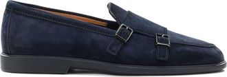 Santoni Suede Double Buckle Loafers