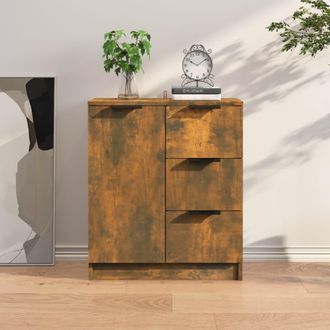 vidaXL Vidaxl - Aparador Madera Contrachapada Color Roble Ahumado 60x30x70 Cm