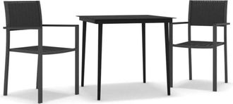 vidaXL 3 Piece Garden Dining Set Black Vidaxl