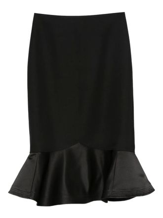 Fendi ruffled midi skirt - women - Silk/Wool - 40 - Black