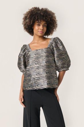 Soaked In Luxury SLElowen Sonnia Square Neck Blouse in Zebra Jacquard at Nordstrom, Size X-Small