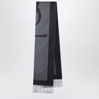 Saint Laurent Sciarpa Cassandre in jacquard di seta grigio grafite