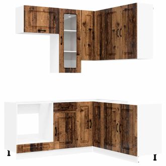 vidaXL Unidad De Cocina Kalmar 8 Uds. Madera Envejecida Vidaxl