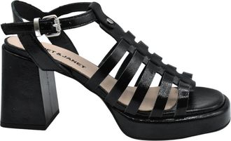Janet & Janet High Heel Sandalen - Dames - Sandalen met hakken - Zwart - 40 EU - Schoenen