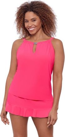 Aqua Green High Neck Keyhole Full Coverage Adjustable Tankini Swimsuit Top in Rose Quartz at Nordstrom, Size X-Large
