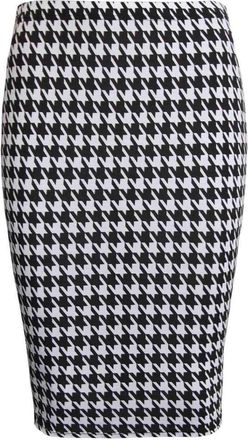 Generic Unbranded New Women Printed Midi Bodycon Pencil Skirt Ladies High Waist Tube Skirt Fancy Dress (L/XL (UK 16-18), Dog Tooth Print)