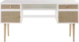 Maisons du monde Escritorio infantil bicolor de 2 puertas y 2 cajones de trenzado de ratán