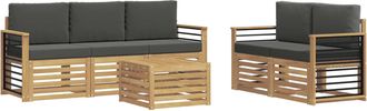 vidaXL Conjunto De Sof&aacute;s De Exterior 6 Uds. Blanco Y Antracita Vidaxl