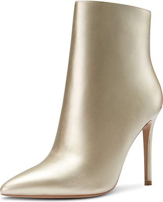 Castamere Womens Zip Ankle Boots Stilettos Booties 4IN Heeled Gold Pu Shoes UK 8