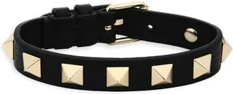 Valentino Garavani Valentino Rockstud Small Leather Bracelet in Black at Nordstrom
