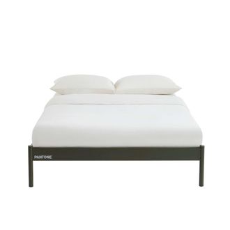 Pantone Cama 140x190 de metal verde oliva con somier incluido