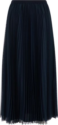 Fabiana Filippi Womens Long Pleated Skirt Midnight Blue Polyester