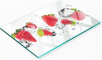 OEM Tabla De Servir De Cristal Para Cocina Con Estampado De Fresas Y Agua, 80x52 Cm