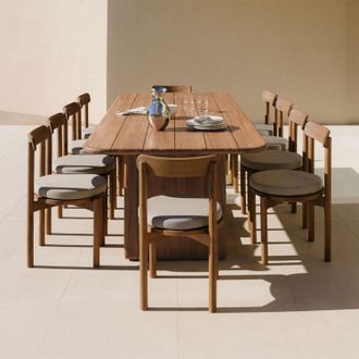 Sklum Set De Mesa Rectangular 265x120 Cm En Madera De Acacia Siena Y 10 Sillas De Jard&iacute;n En Madera De Acacia Nualis Sklum