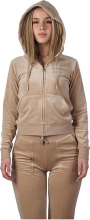 Juicy Couture Beige Hoodie Sweatshirt met Rits - Dames - Vesten met rits - Bruin - XS - Polyester - Hoodies & sweatvesten