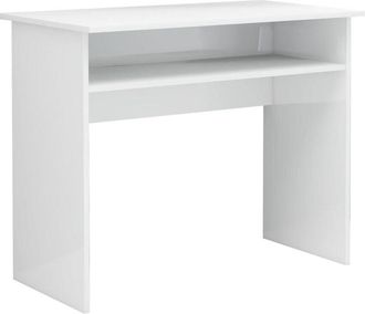 vidaXL Escritorio de madera contrachapada blanco brillo 90x50x74 cm Vidaxl