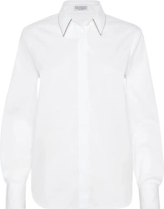 Brunello Cucinelli Stretch Cotton Poplin Shirt With Shiny Collar Clothing