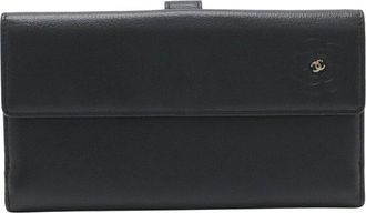 Chanel Black Calfskin Camellia Wallet (Authentic Pre-Loved)