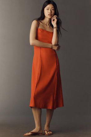 Maeve Linen Colorblock Midi Dress