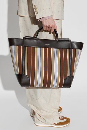 Dolce & Gabbana Jacquard Handbag With Striped Pattern, Mens, Brown