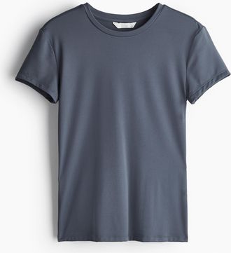 H&M Figurnahes T-Shirt aus Mikrofaser - Grau