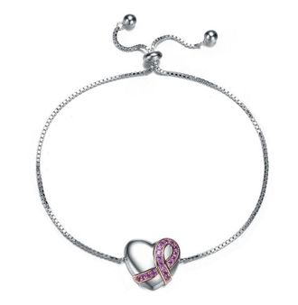 Rachel Glauber Teens/Young Adults White Gold Plated with Heart Charm Adjustable Bracelet