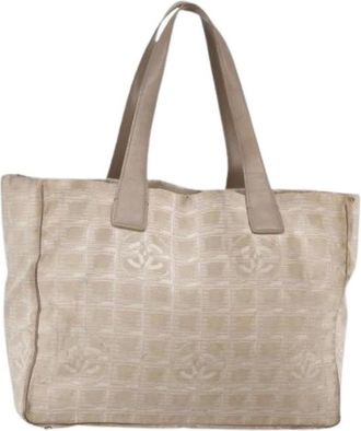 Chanel Pre-owned Tote Bags, female, Beige, Size: ONE SIZE Pre-owned Vintage Nylon Tote Bag