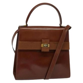 Ferragamo Tweedehands leren handtassen - Dames - Pre-owned - Bruin - Maat: ONE Size Leer